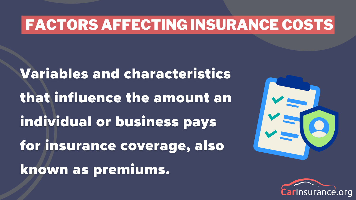 Factors Affecting Insurance Costs Definition Card: cheap Subaru Crosstrek car insurance 