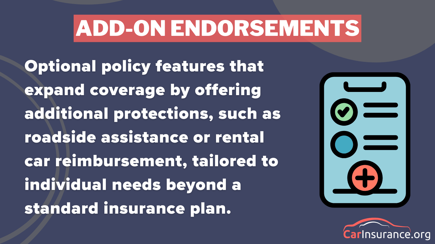 Add-On Endorsements Definition Card: State Auto Car Insurance Review