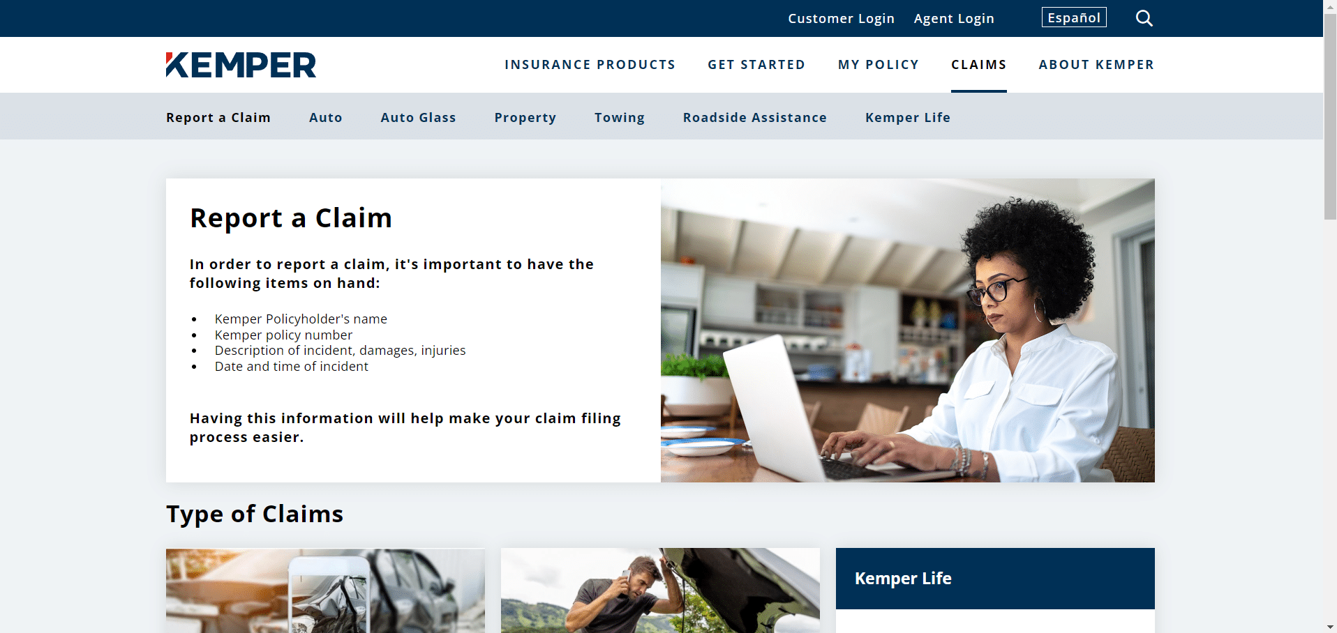 Provider Screenshot: Kemper Car Insurance Review
