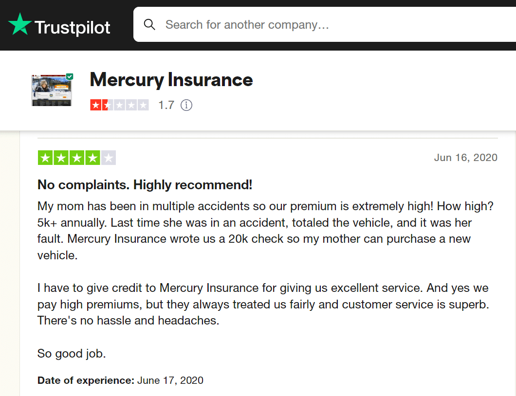 Mercury Car Insurance Review: Company Screenshot