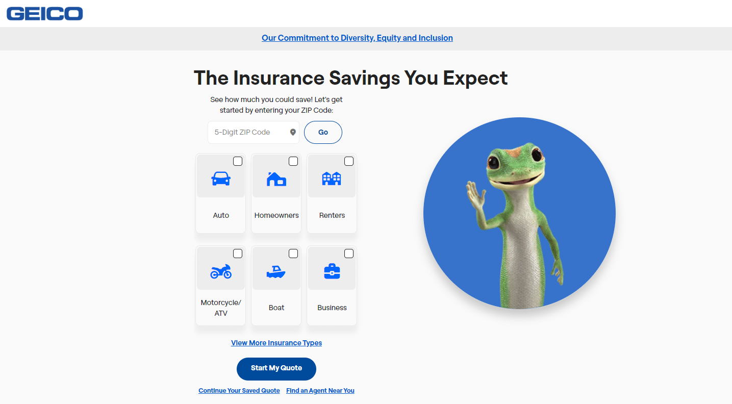 Geico Site Screenshot: Best Car Insurance in Florida