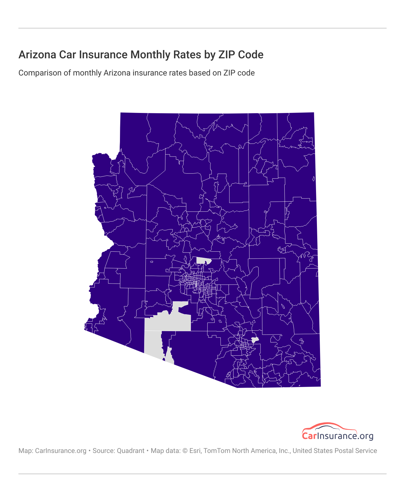 <h3>Arizona Car Insurance Monthly Rates by ZIP Code</h3> <h3>Arizona Car Insurance Monthly Rates by ZIP Code</h3>