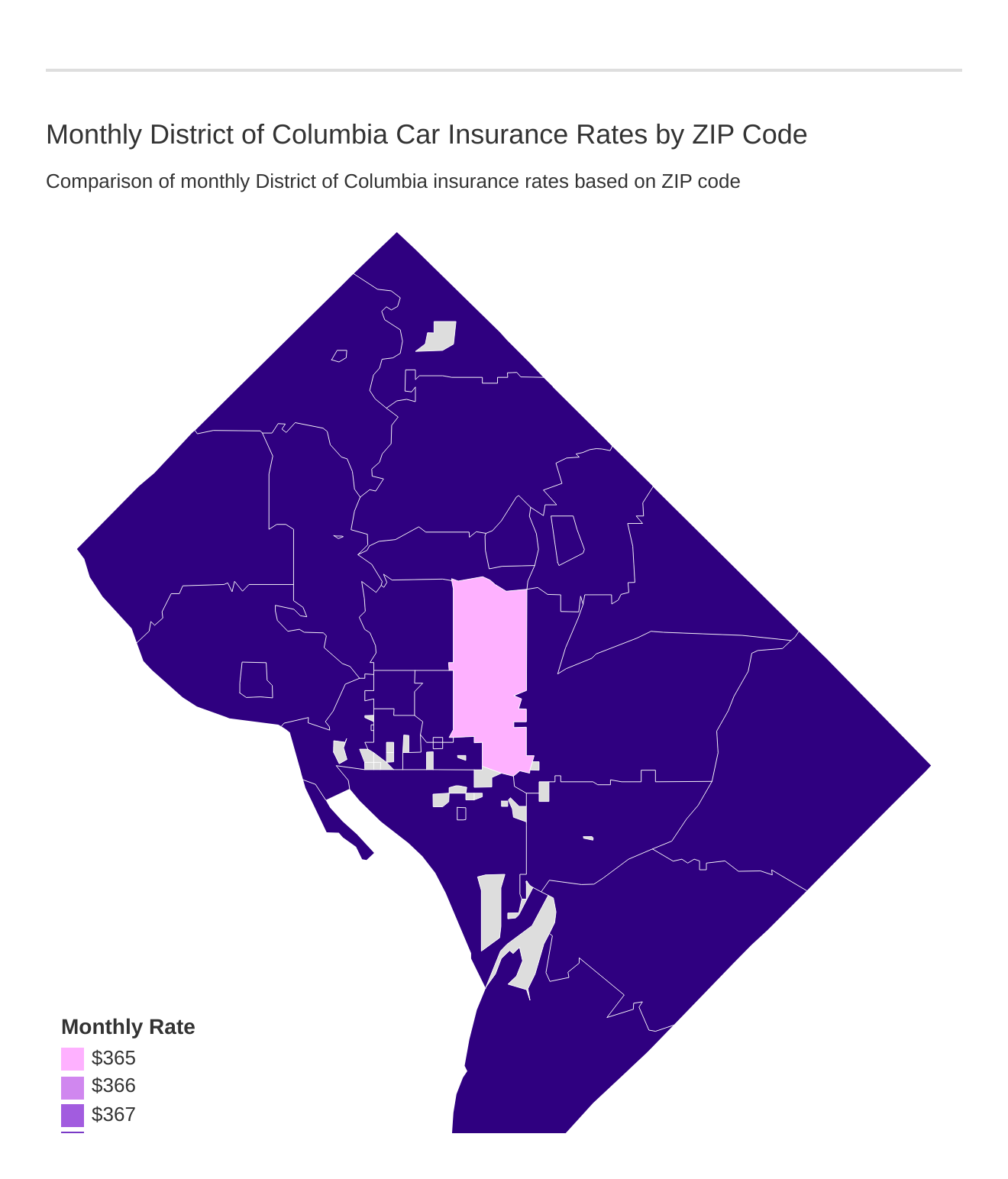 Monthly District of Columbia Car Insurance Rates by ZIP Code Monthly District of Columbia Car Insurance Rates by ZIP Code