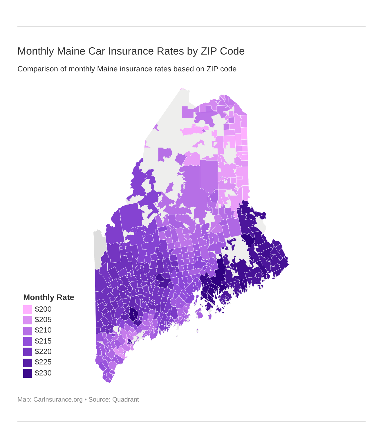 Monthly Maine Car Insurance Rates by ZIP Code Monthly Maine Car Insurance Rates by ZIP Code