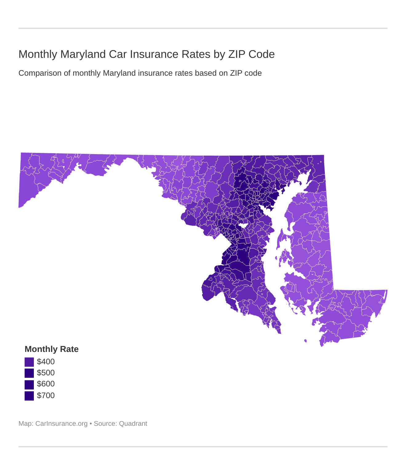 Monthly Maryland Car Insurance Rates by ZIP Code Monthly Maryland Car Insurance Rates by ZIP Code