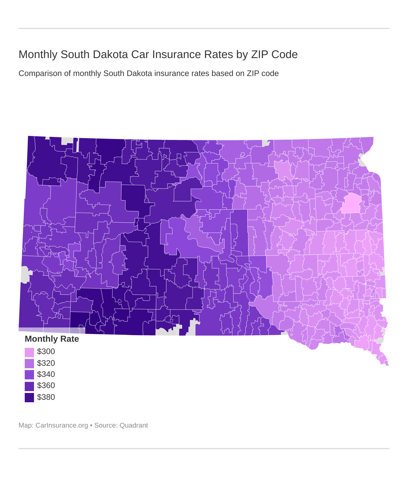 Monthly South Dakota Car Insurance Rates by ZIP Code Monthly South Dakota Car Insurance Rates by ZIP Code